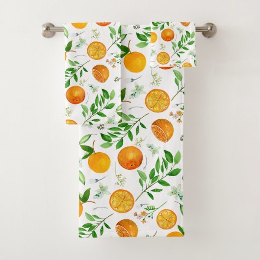Oranje citrus zomerbloem botanisch patroon bad handdoek (Insitu)