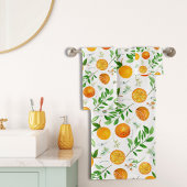 Oranje citrus zomerbloem botanisch patroon bad handdoek