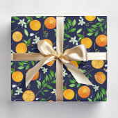 Oranje citrus zomerbloem botanisch patroon cadeaupapier