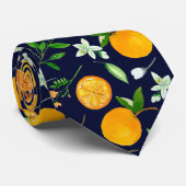 Oranje citrus zomerbloem botanisch patroon stropdas (Opgerold)