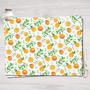 Oranje citrus zomerbloem botanisch patroon tissuepapier