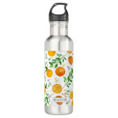 Oranje citrus zomerbloem botanisch patroon waterfles (Voorkant)