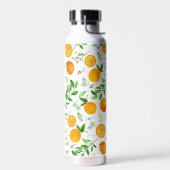 Oranje citrus zomerbloem botanisch patroon waterfles (Links)