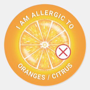 Oranje citrusfruit voedselallergie bewustzijn ronde sticker