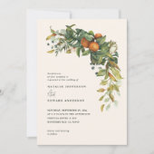 Oranje citrusgroene waterverf botanische bruiloft (Voorkant)