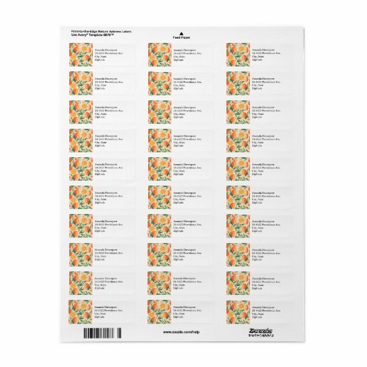 Oranje citrusvrucht retro patroon etiket (Full Sheet)
