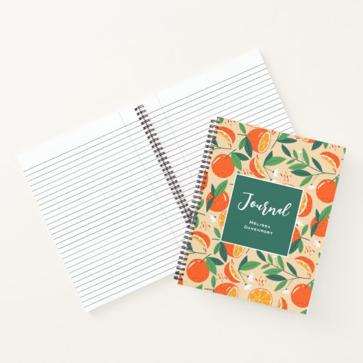 Oranje citrusvrucht retro patroon notitieboek (Binnen)