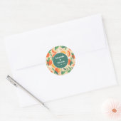 Oranje Citrusvruchten Retro Patroon Event Datum Ronde Sticker (Envelop)
