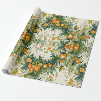 Oranje Clementine kransen bloemenblad Cadeaupapier