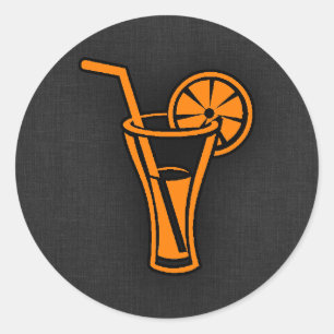 Oranje cocktail ronde sticker