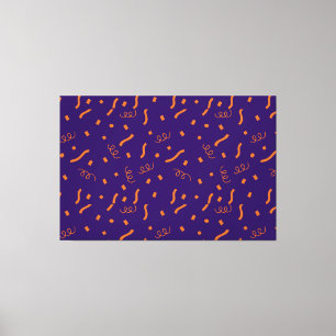 Oranje Confetti Papier Paarse Feestviering Canvas Afdruk