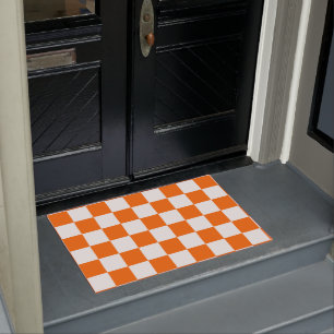 Oranje controllerpatroon voor Retro Checkerboard Deurmat