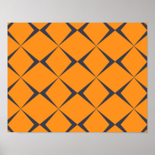 Oranje, cool, eenvoudig, trendy, chevron-vormen poster
