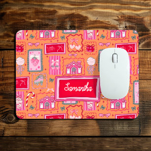 Oranje Coquette esthetische meisjesachtige fantasi Muismat