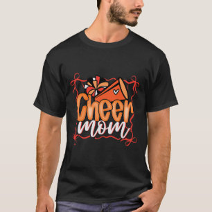 Oranje Coquette Pom Poms Strik Cheer Moeder Mama C T-shirt