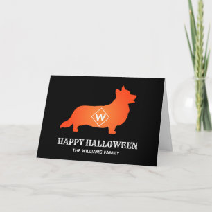 Oranje Corgi Happy Halloween familienaam Kaart