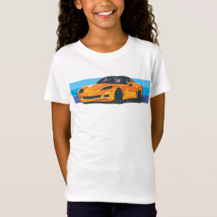 Oranje Corvette C6 met blauwe strepen T-shirt
