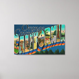 Oranje County, Californië - Grote Letter-scènes Canvas Afdruk