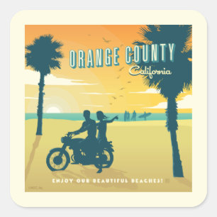 Oranje County, Californische stranden Vierkante Sticker