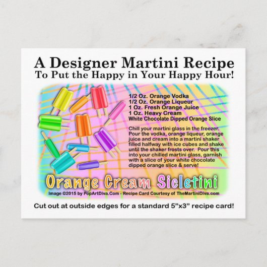 Oranje Cream Sickletini Ice Cream Martini Briefkaa Briefkaart (Voorkant)