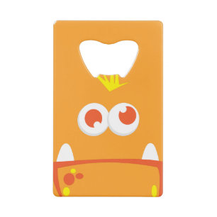 Oranje creditcard voor Monster Face Open Kredietkaart Flessenopener