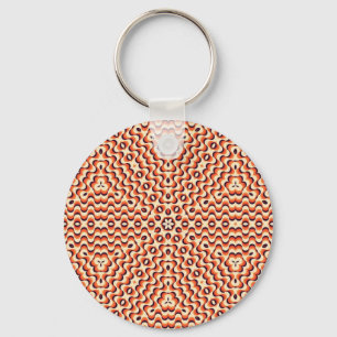 Oranje, crème, bruine Floral kunst naadloos Sleutelhanger