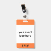 Oranje Crew Staff Event Badge (Voorkant met clip)
