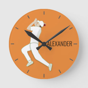 Oranje Cricketer Bowling Ronde Klok