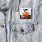 Oranje Cupcake Best Baker Vierkante Button 5,1 Cm (In situ)