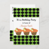 Oranje Cupcake Birthday Uitnodiging (Voorkant / Achterkant)