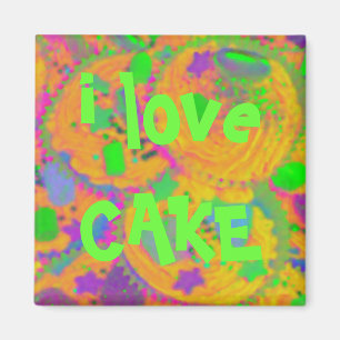Oranje cupcakes "i love cake" koelkast magnet magneet