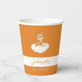 Oranje Cute Fox Baby shower Cups Papieren Bekers