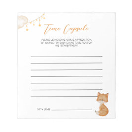 Oranje Cute Fox Baby shower Time Capsule Notitieblok