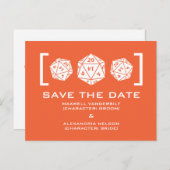 Oranje D20-desktopgamer sparen het Briefkaart Datu (Voorkant / Achterkant)