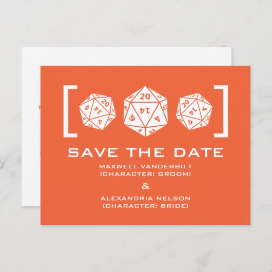Oranje D20-desktopgamer sparen het Briefkaart Datu (Voorkant / Achterkant)