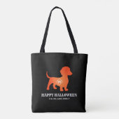 Oranje Dachshund Happy Halloween familienaam Draagtas (Achterkant)