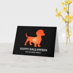 Oranje Dachshund Happy Halloween familienaam Kaart