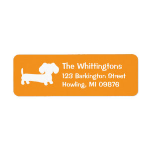 Oranje Dachshund Retouradreslabels Etiket