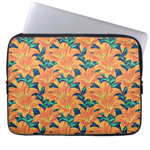 Oranje Dag Lelies met Groene Bladeren Laptop Sleeve