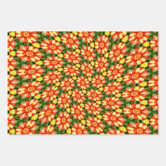 Oranje Dahlia Pattern Inpakpapier Vel (Voorkant 3)