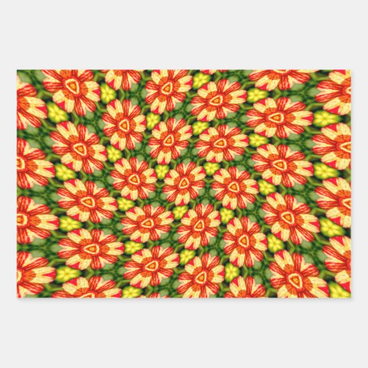 Oranje Dahlia Pattern Inpakpapier Vel (Voorkant 2)