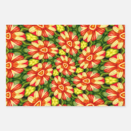 Oranje Dahlia Pattern Inpakpapier Vel (Voorkant)