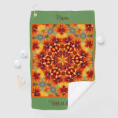 Oranje Daisy Flower Abstract gepersonaliseerd Golfhanddoek (Insitu)