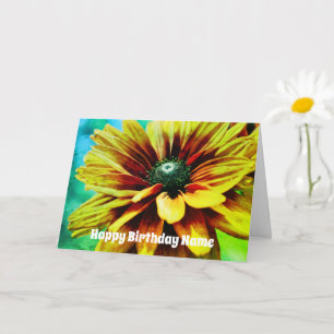 Oranje Daisy Flower Art gepersonaliseerd op zaterd Kaart