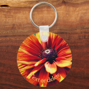 Oranje Daisy Flower Personalized Sleutelhanger