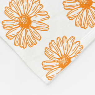 Oranje Daisy Flower Print, Floral Pattern Fleece Deken