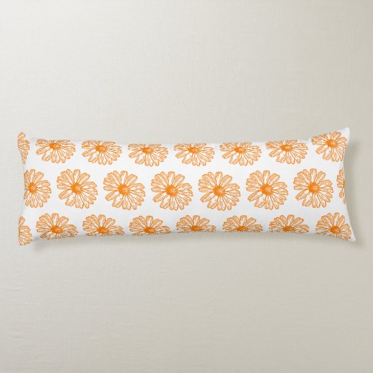 Oranje Daisy Flower Print, Floral Pattern Lichaamskussen (Achterkant)