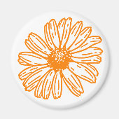 Oranje Daisy Flower Print, Floral Pattern Magneet (Voorkant)