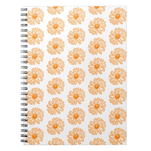 Oranje Daisy Flower Print,  Floral Pattern Notitieboek (Voorkant)