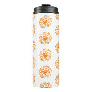 Oranje Daisy Flower Print,  Floral Pattern Thermosbeker